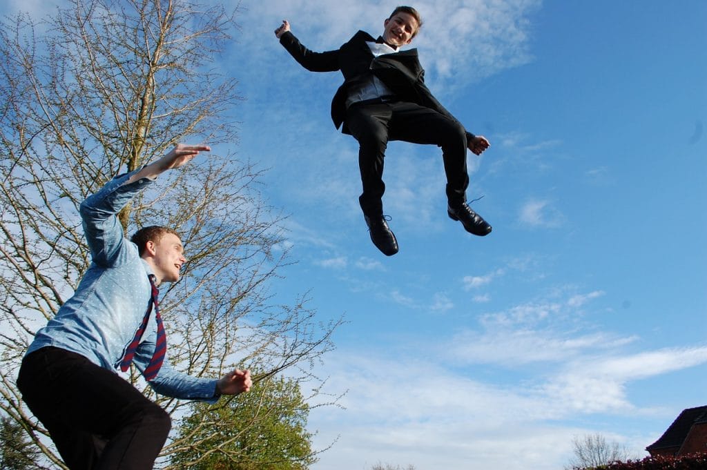 boy on trampoline