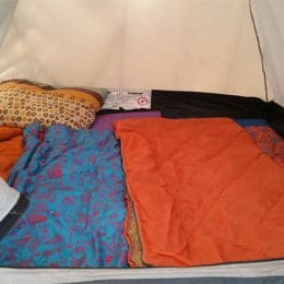 Sleeping bag inside the tent