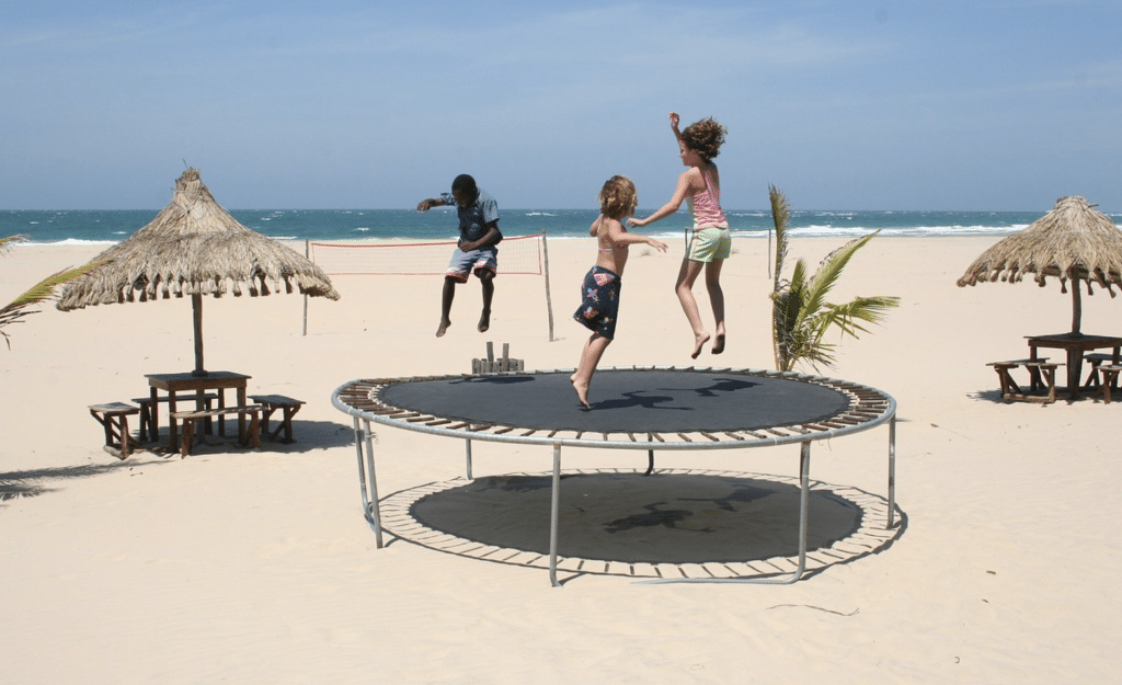 kids playing on the trampoline